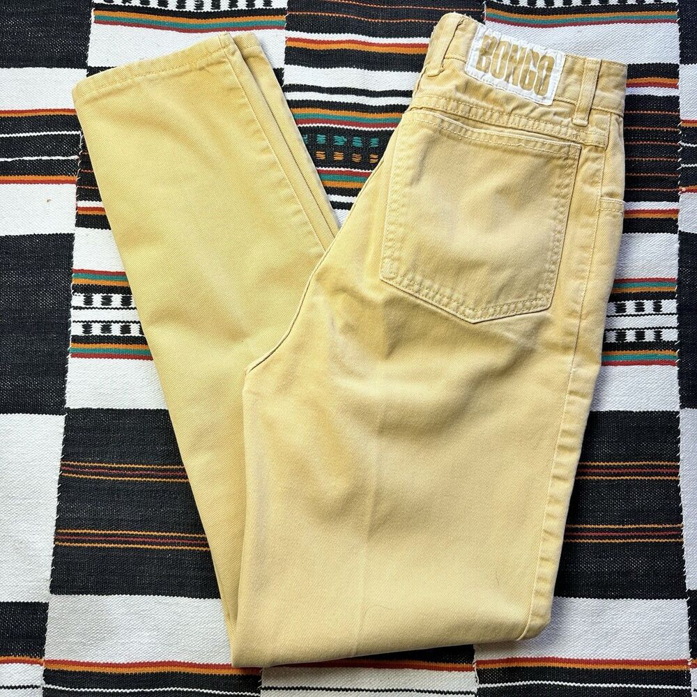 Vintage 80’s/90’s Bongo Yellow High Waisted Jeans. Cotton. USA. Rare. Size 9 JR.